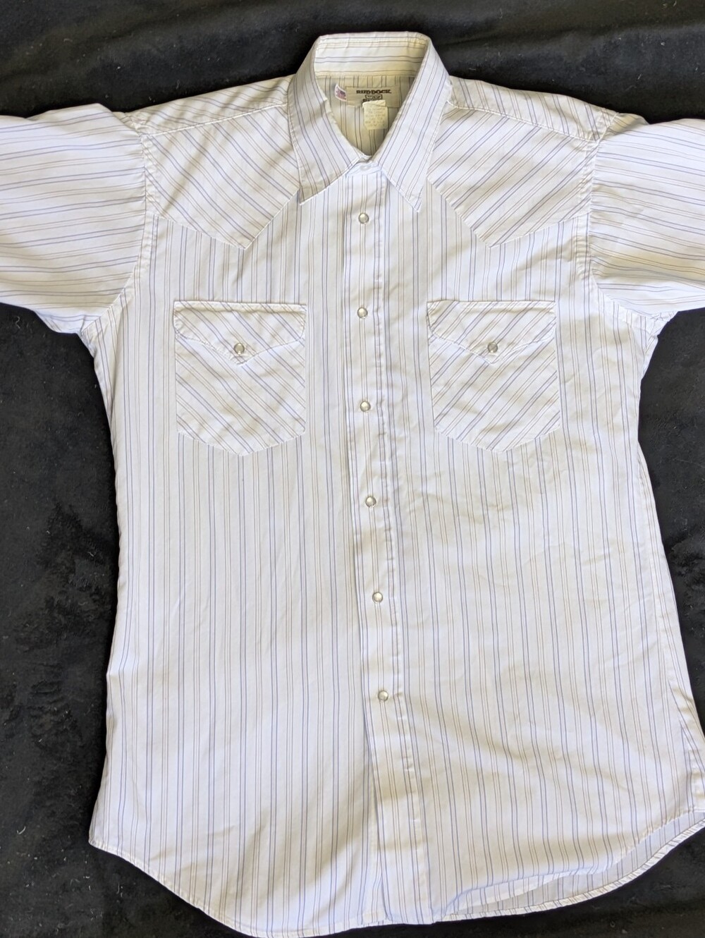 Vintage Western Pearl Snap Medium White Striped